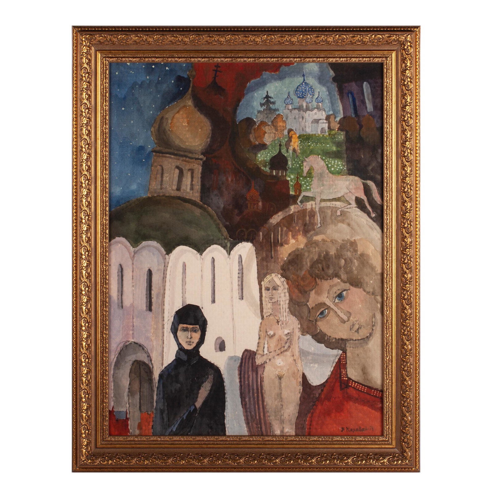 Soviet Nonconformist watercolor on cardboard — image 1