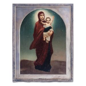 Russian oil painted icon in silver riza — image 1