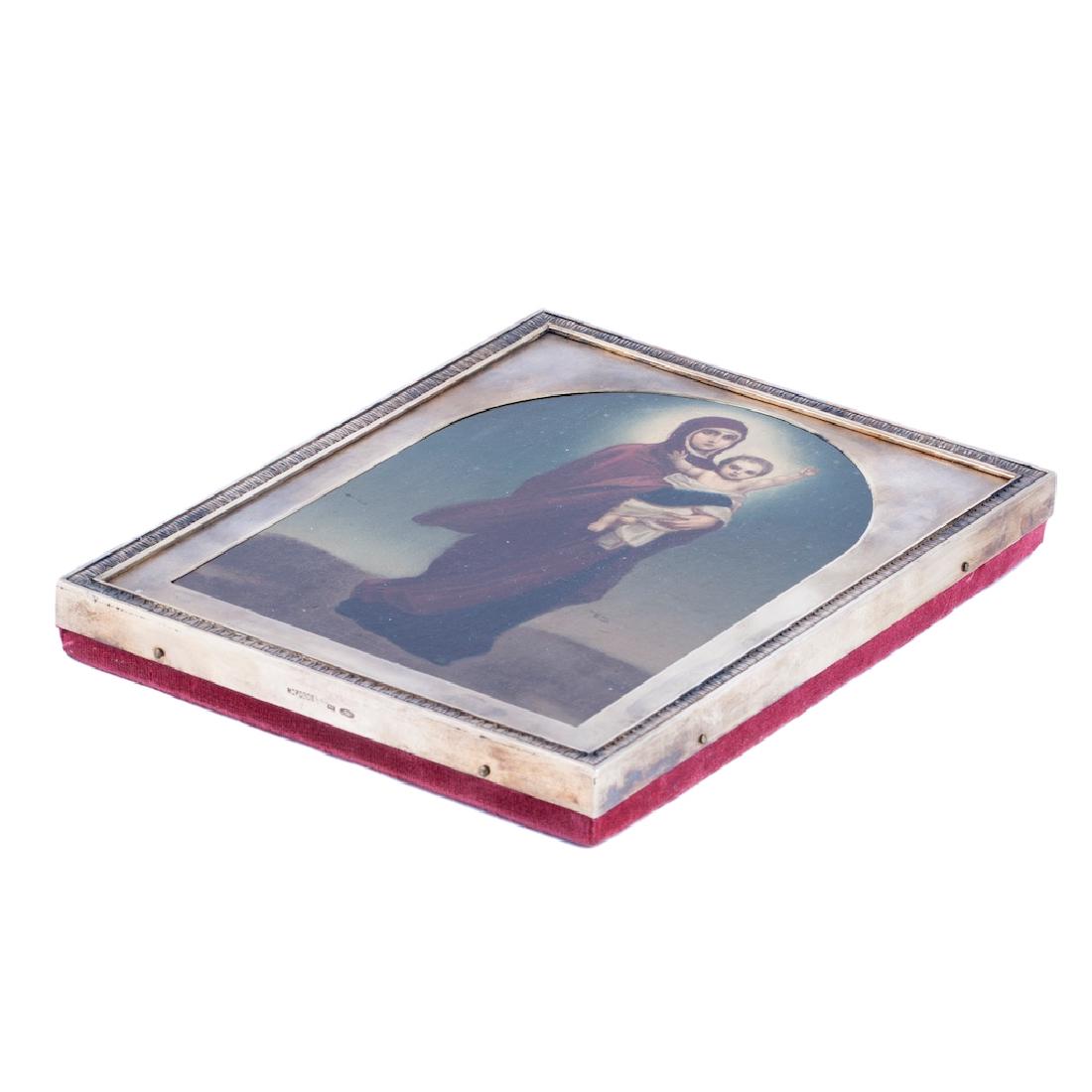 Russian oil painted icon in silver riza — image 3