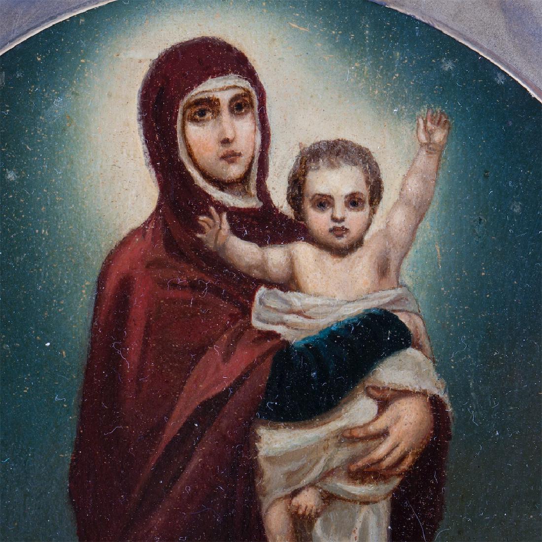 Russian oil painted icon in silver riza — image 6