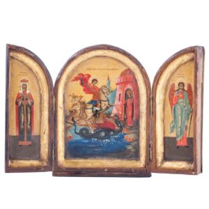 Russian triptych icon of Saints — image 1