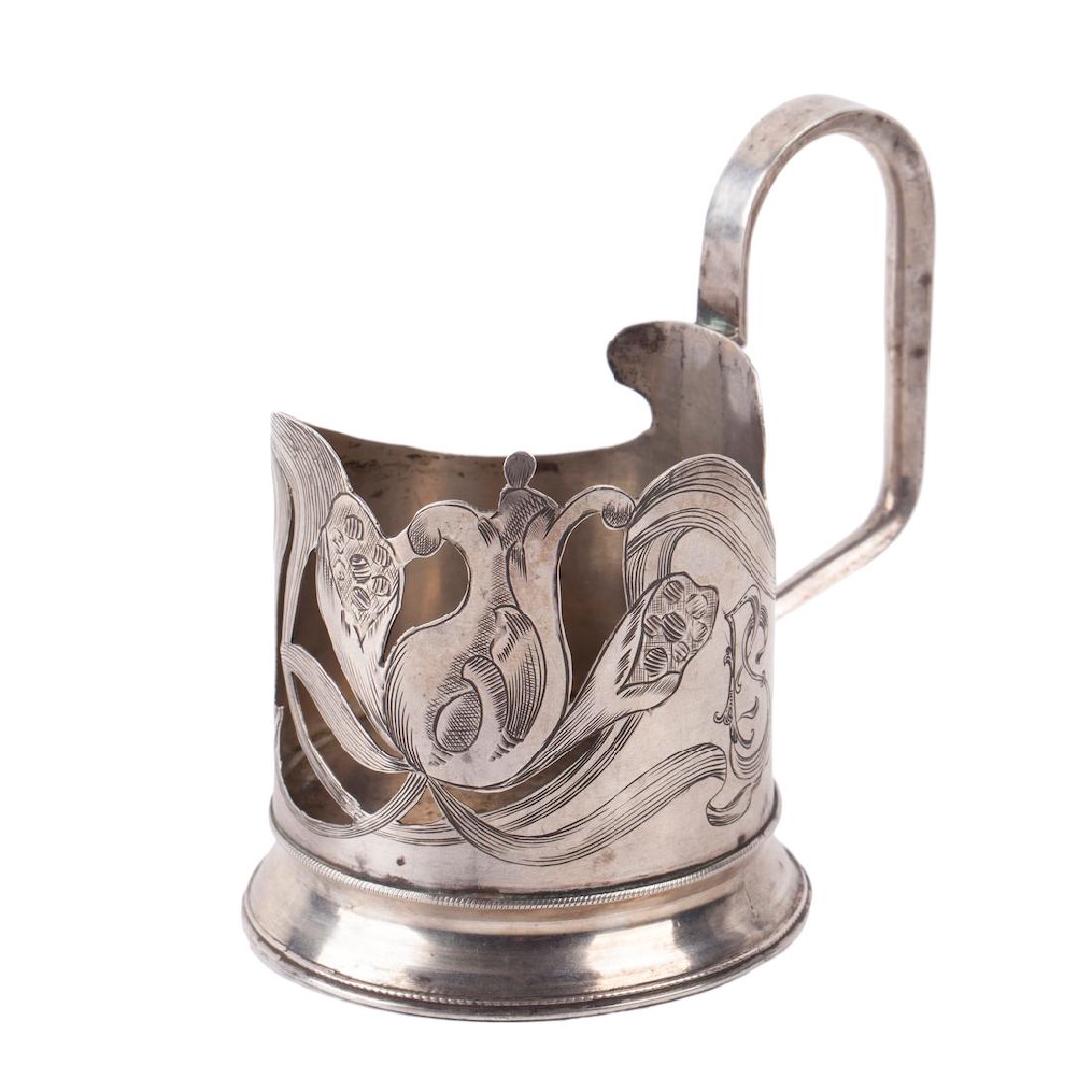 Russian glass holder with a cruiser depiction — image 1