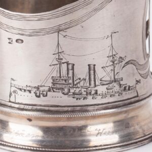 Russian glass holder with a cruiser depiction — image 3