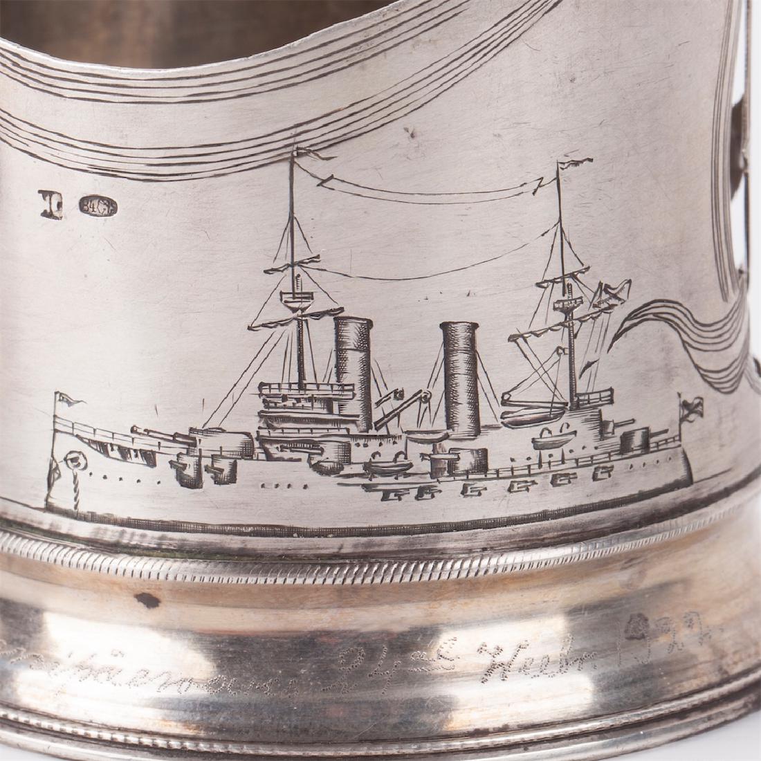 Russian glass holder with a cruiser depiction — image 3