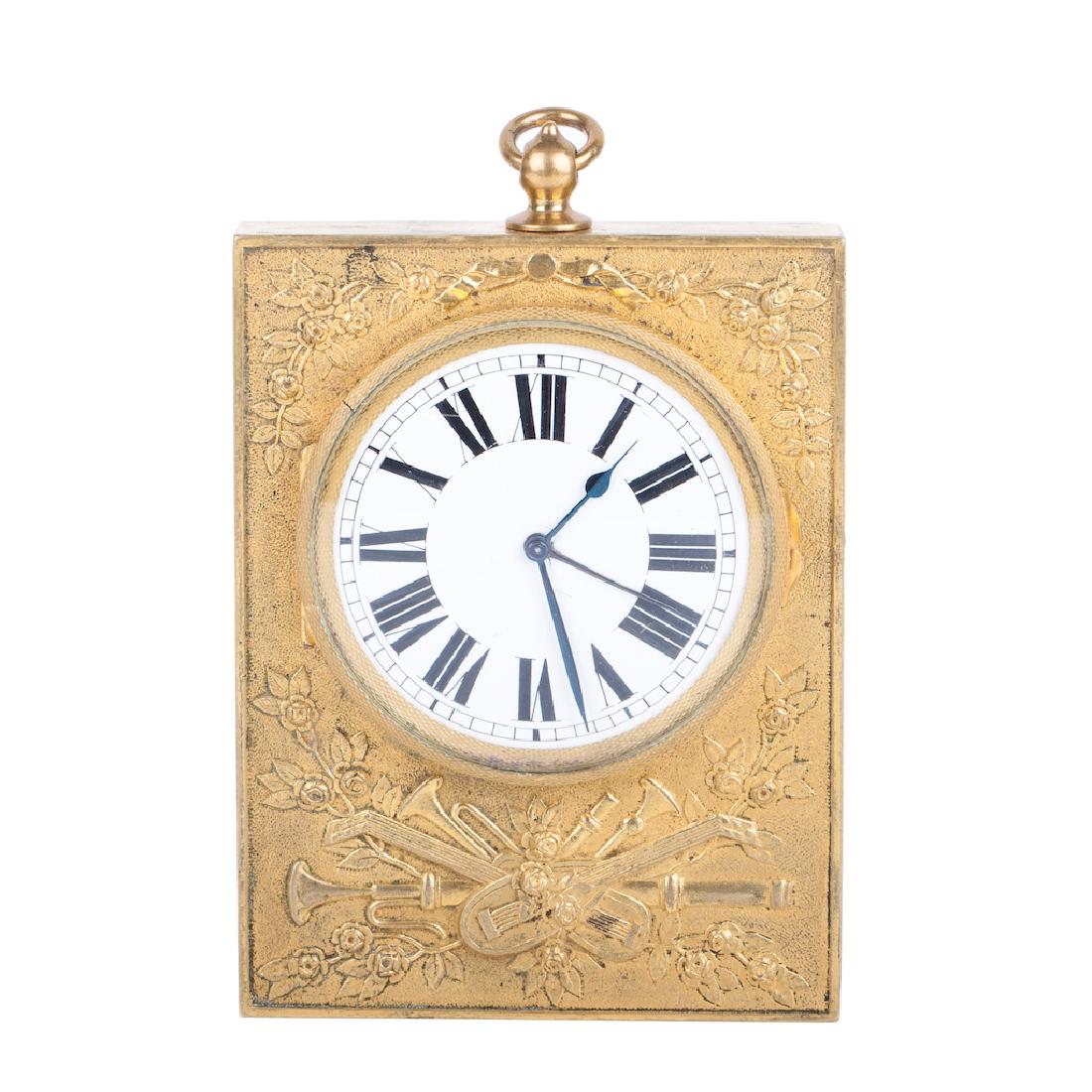 Empire style bronze-gilt travel clock — image 2