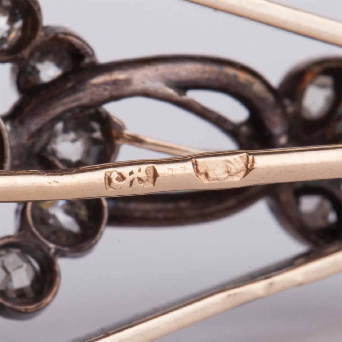 Russian Gold brooch with diamonds — image 5