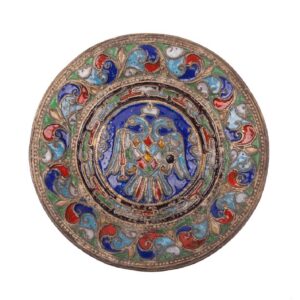 Russian bronze and enamel decorative plate — image 1