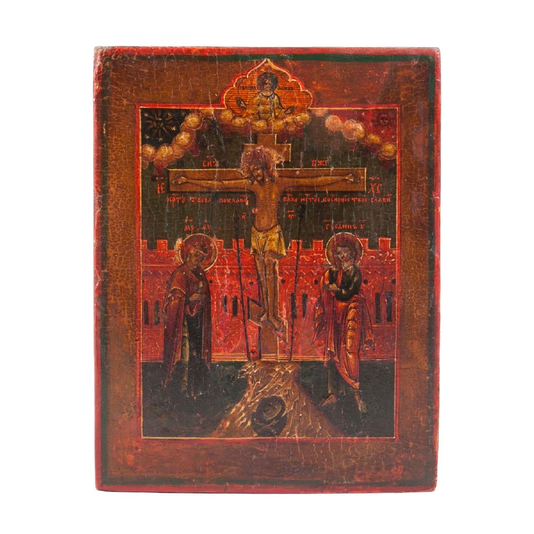 Small Russian icon of "Crucifixion" — image 1