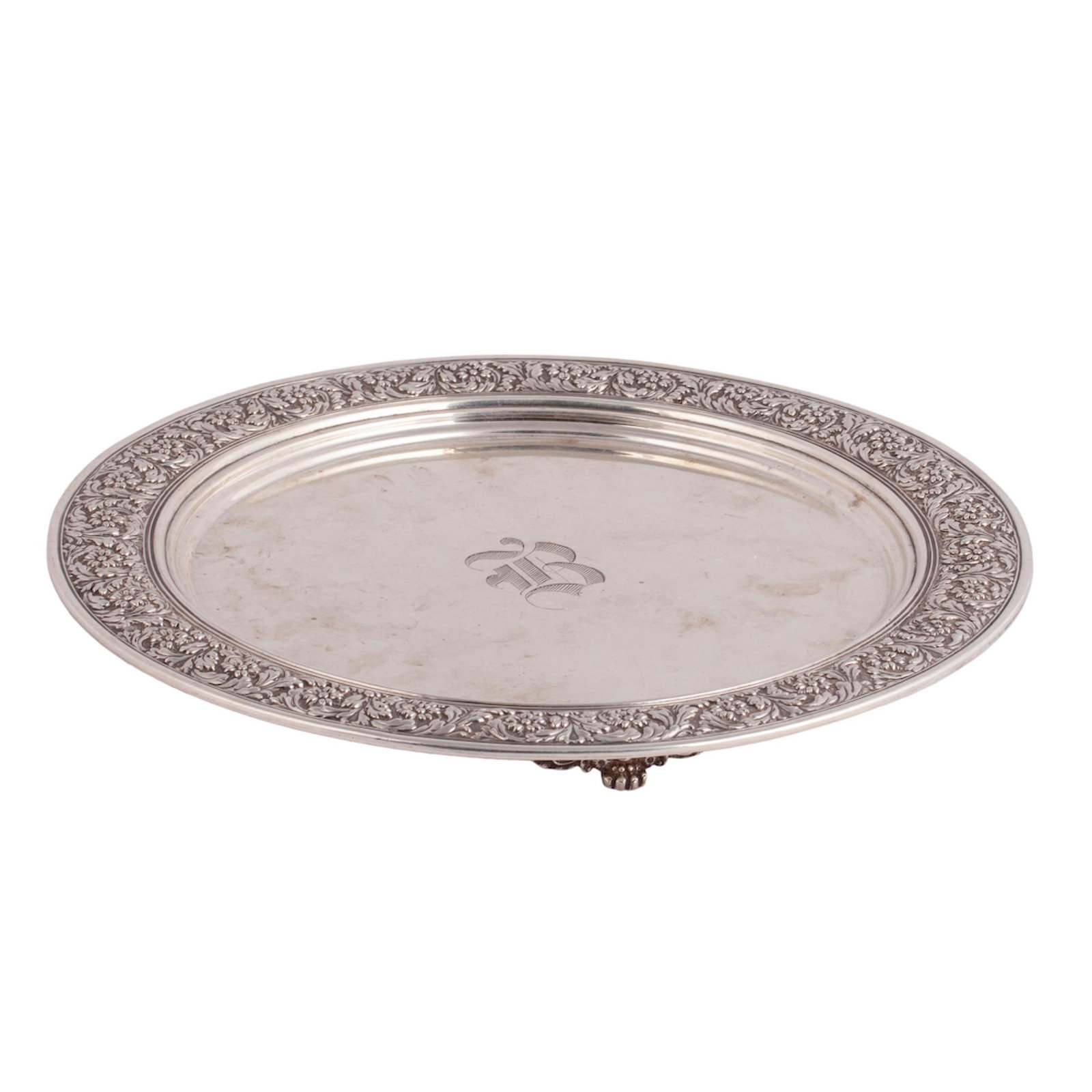 A medium size Tiffany plate on legs — image 1