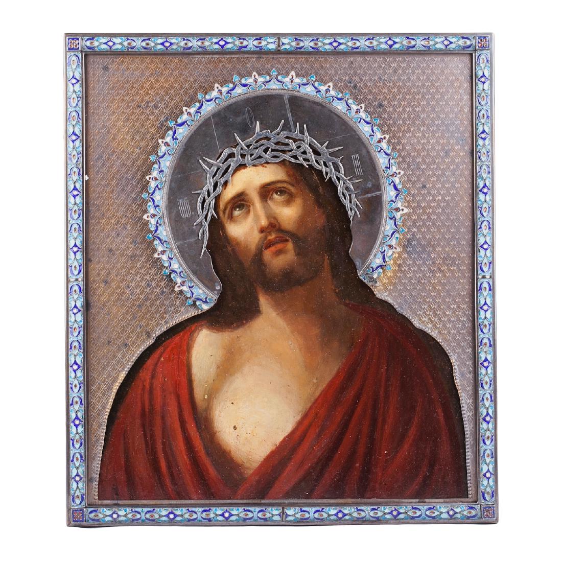 Russian Icon of Christ in crown of thorns — image 1
