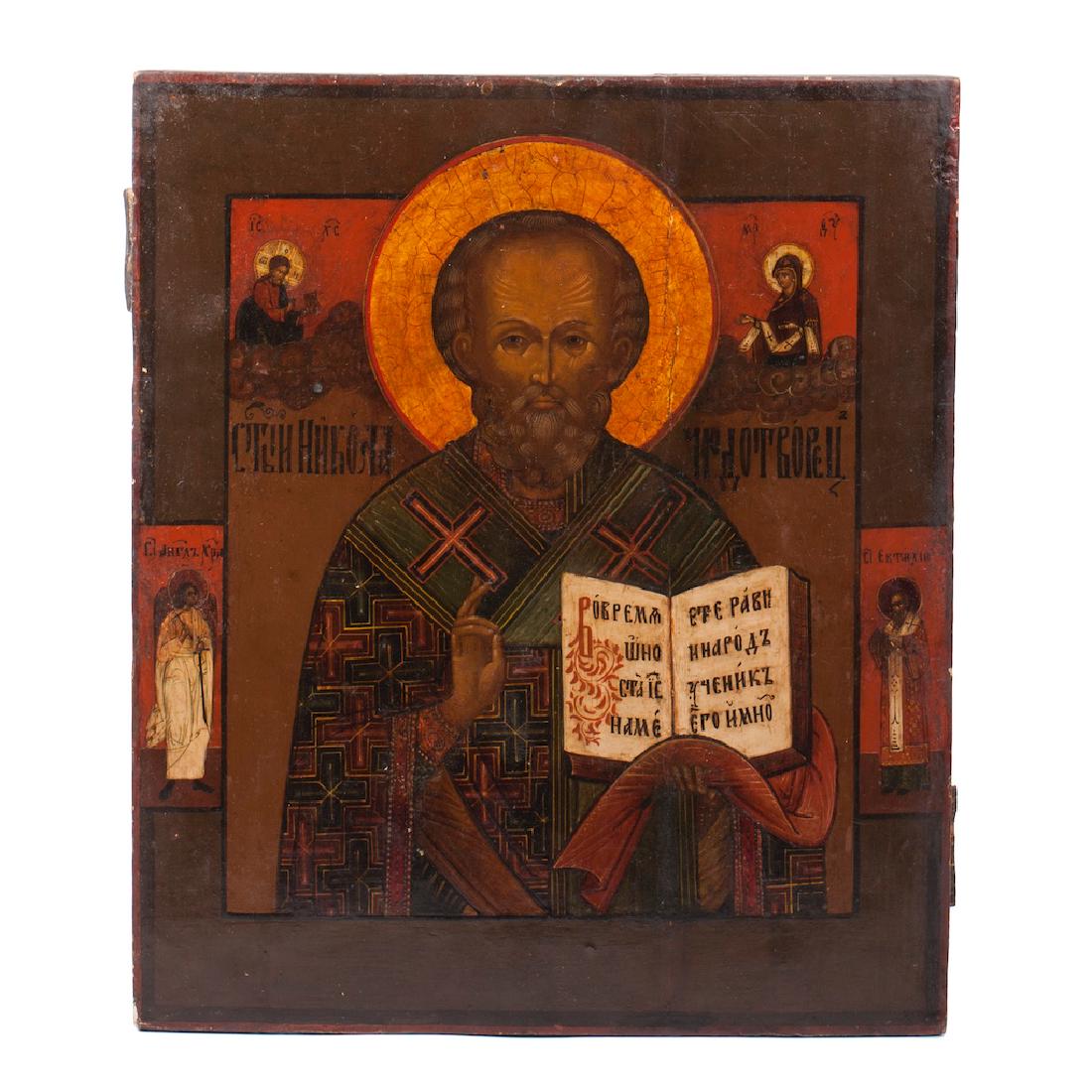 Russian icon of St Nikolay and selected Saints — image 1