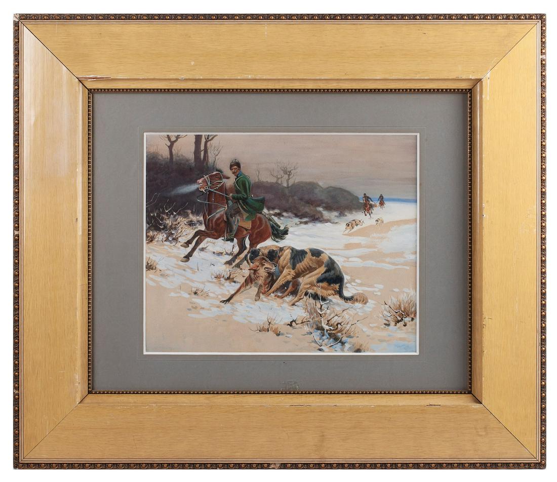 Russian school "Wolf hunting with greyhounds" — image 1