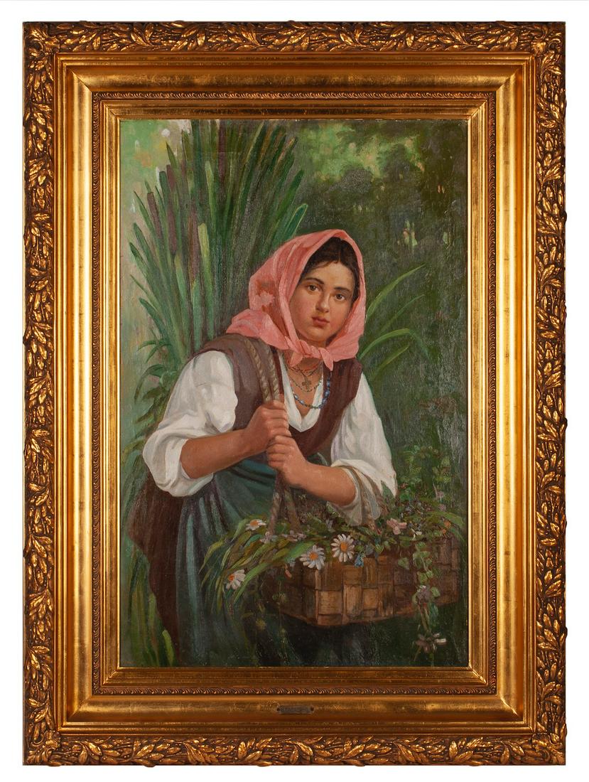 V. Babadin "Young Woman with a Basket of Flowers — image 1