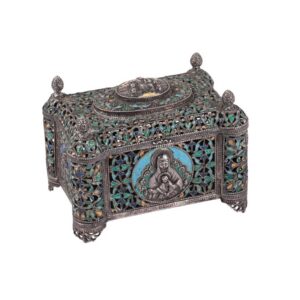 Rare Russian silver and cloisonne enamel casket — image 1