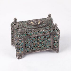 Rare Russian silver and cloisonne enamel casket — image 3