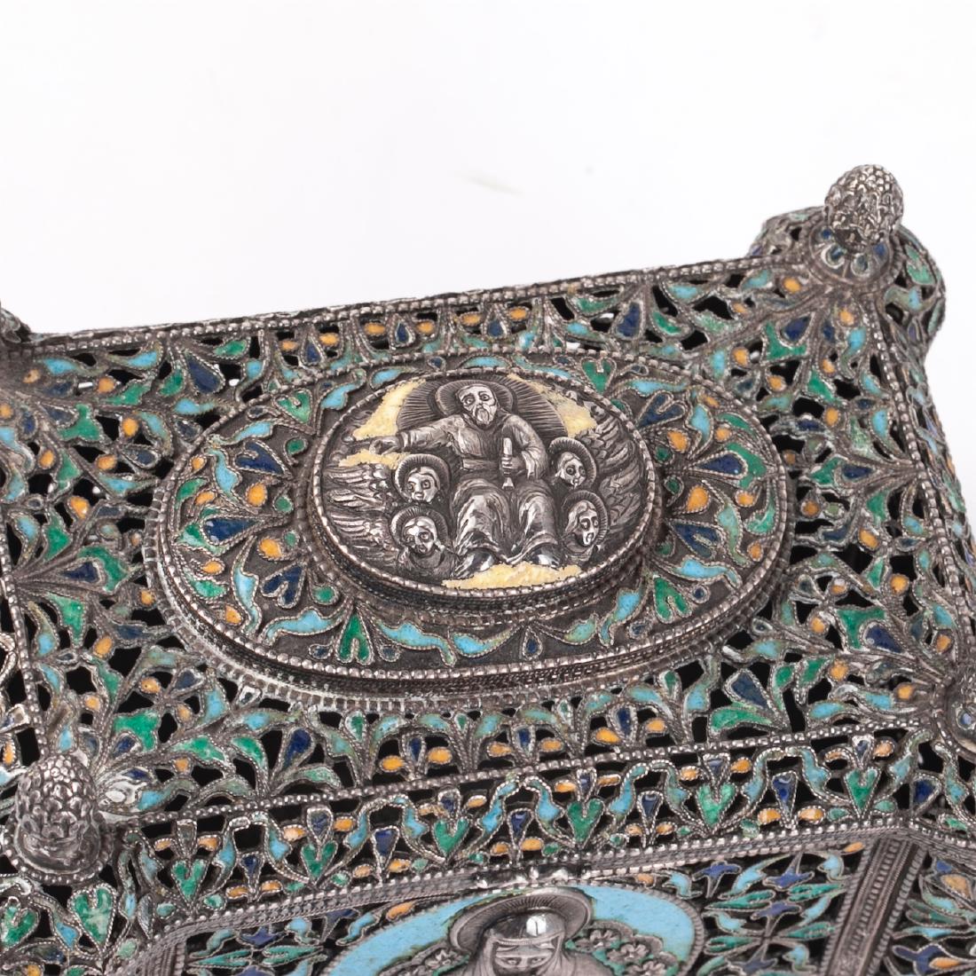 Rare Russian silver and cloisonne enamel casket — image 4