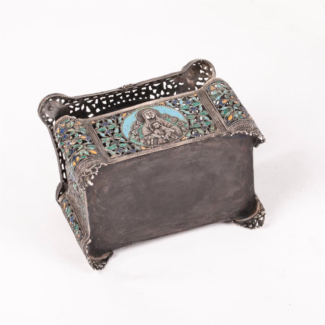 Rare Russian silver and cloisonne enamel casket — image 5