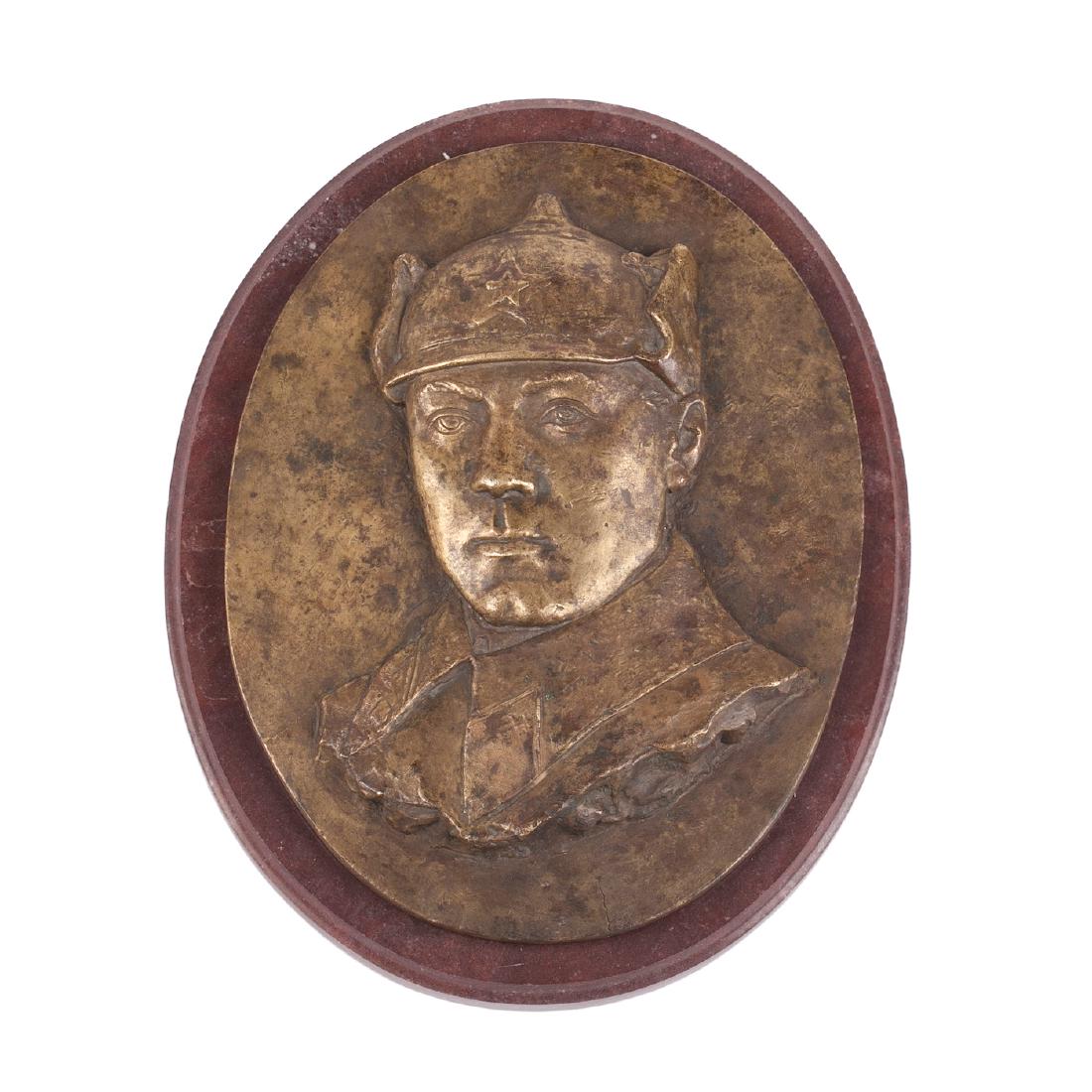 Rare Russian bronze relief plate "Budenovets" — image 1