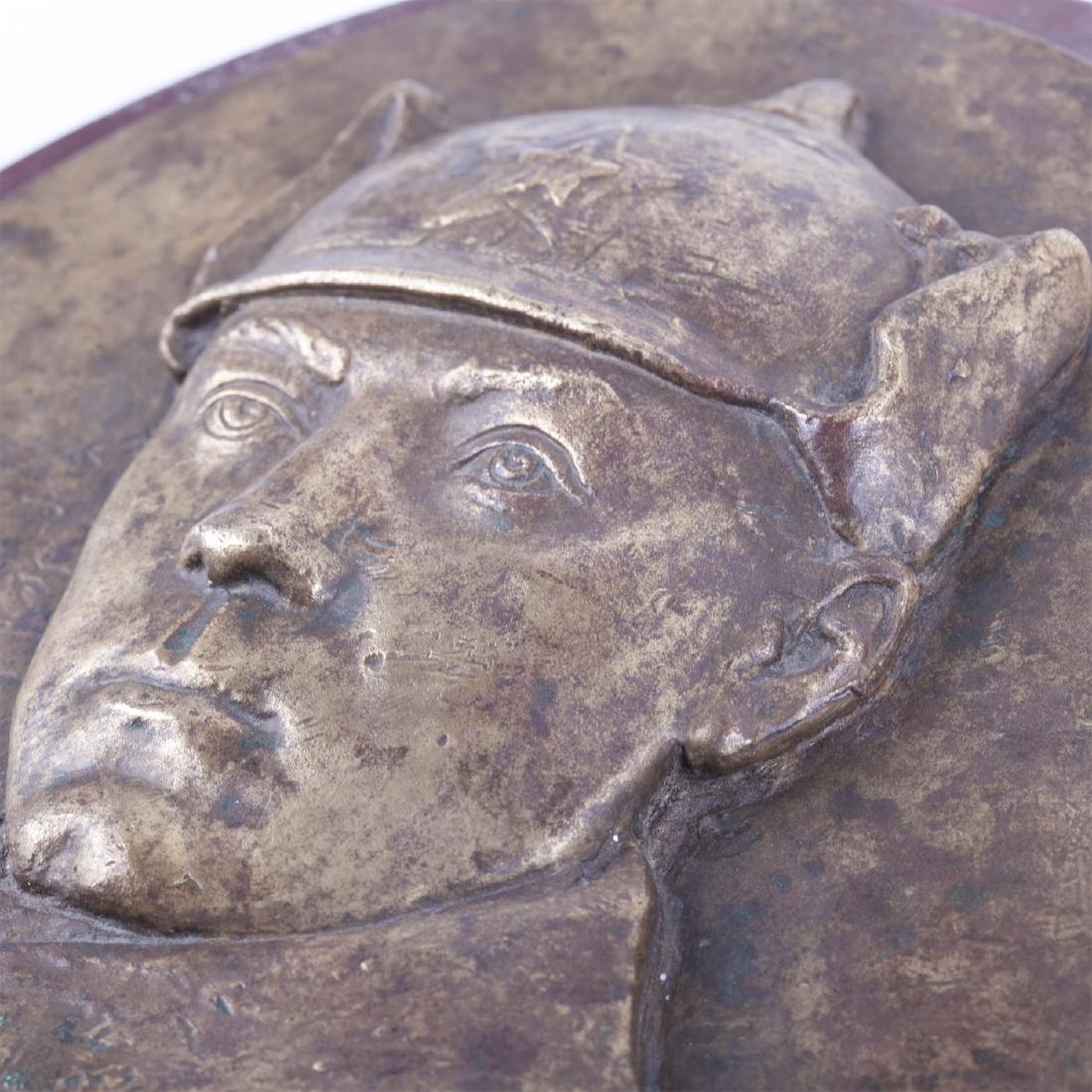 Rare Russian bronze relief plate "Budenovets" — image 2