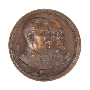 Russian bronze plate with Lenin and Stalin — image 1