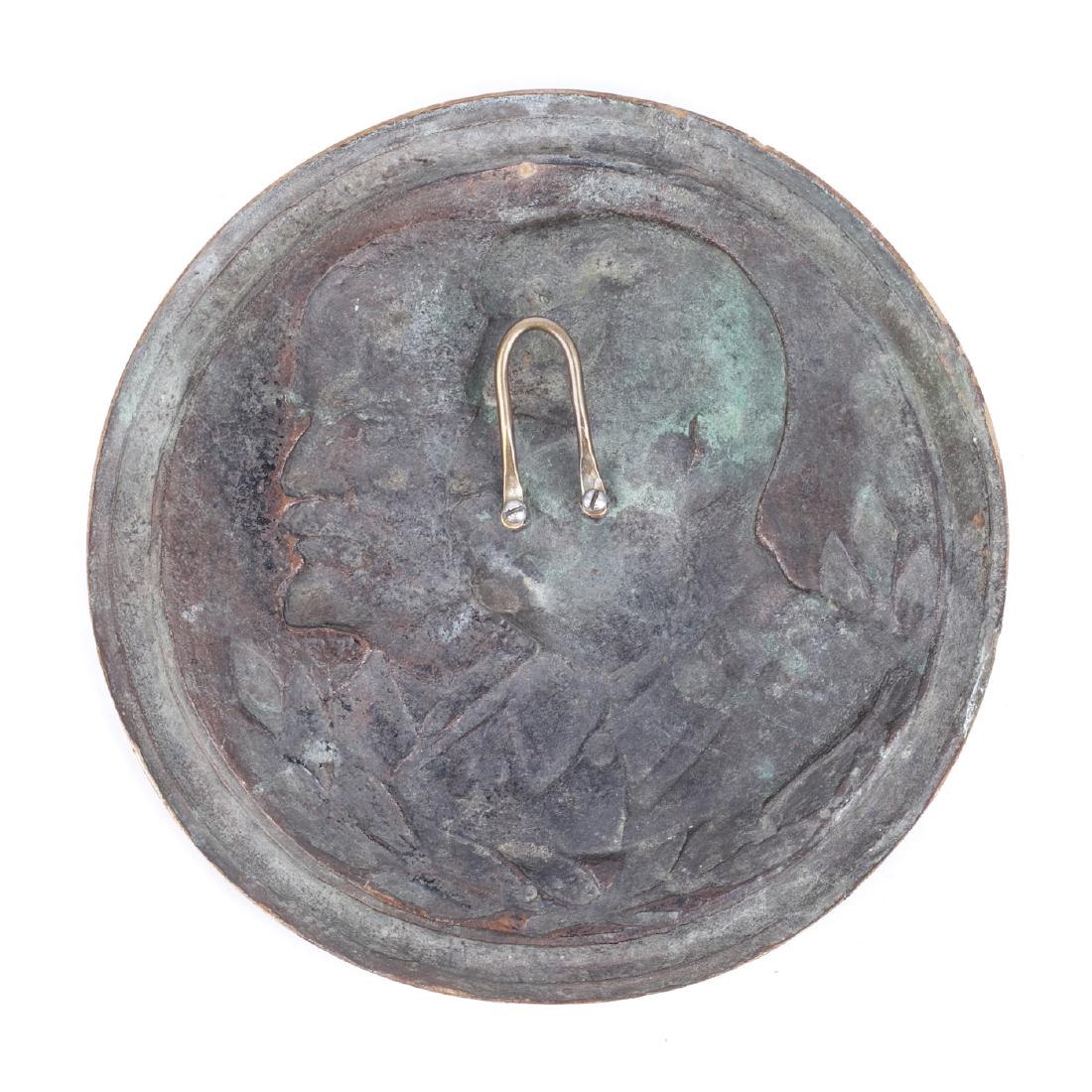 Russian bronze plate with Lenin and Stalin — image 3