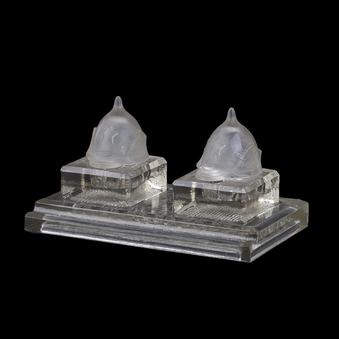 Soviet propaganda glass desk set "Budenovka" — image 1