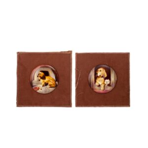 E. H Landseer porcelain pair of dog's portraits — image 1