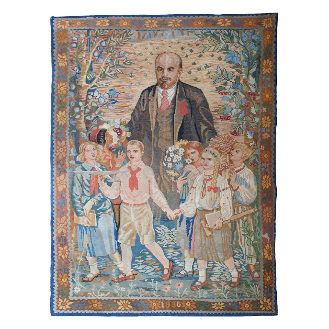 Rare soviet era gobelin "Lenin and the Pioneers" — image 1