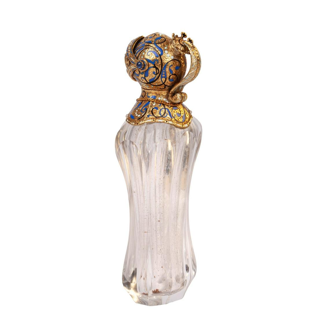 An unusual French gold and sapphire flask — image 4