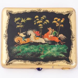 Silver and lacquer painting cigarette case — image 2