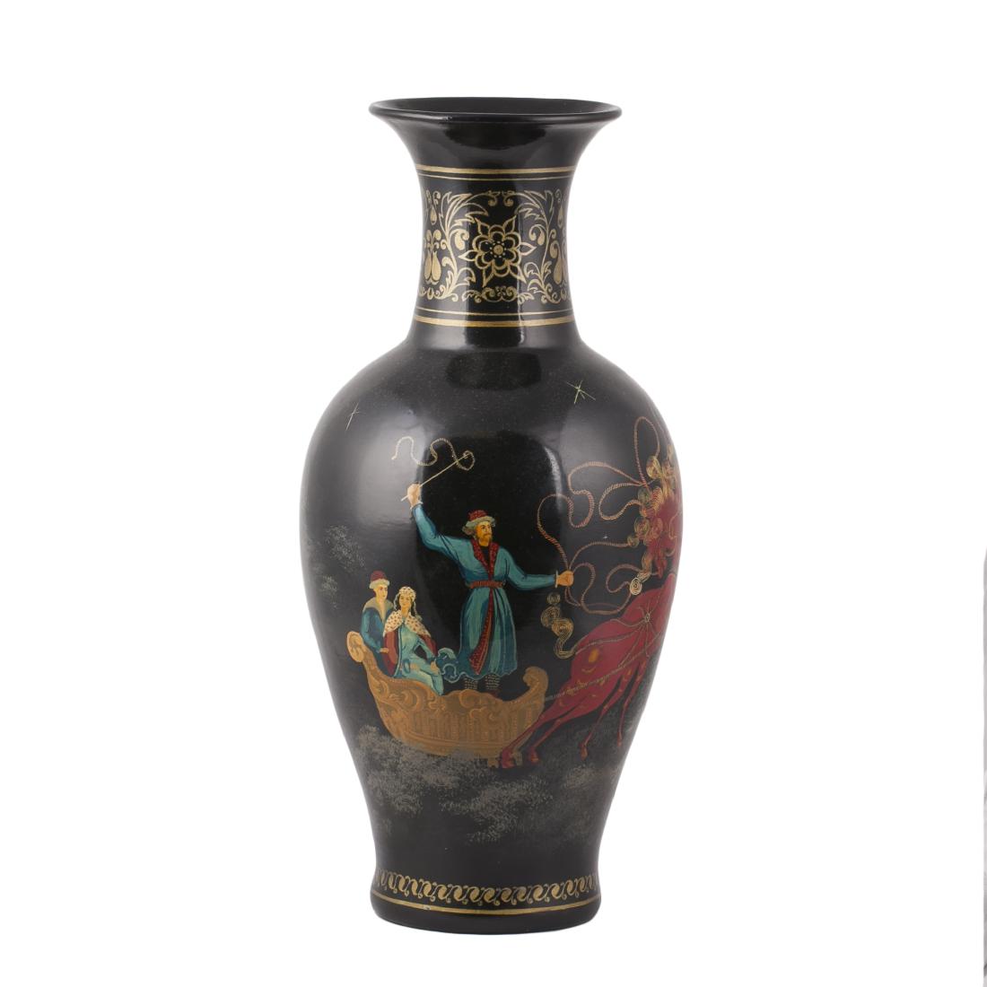 Grand ceramic and lacquer painting vase "Troyka" — image 2