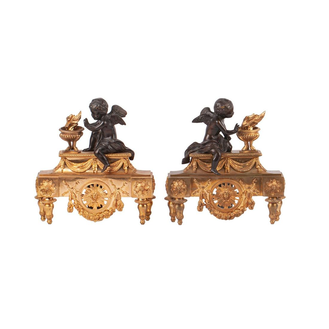 A pair of bronze sculptures for mantel clock — image 1