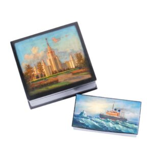 Pair of soviet lacquer boxes form Fedoskino — image 1