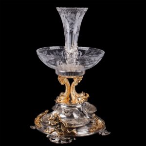 A large silver plate and cut-glass centerpiece — image 1