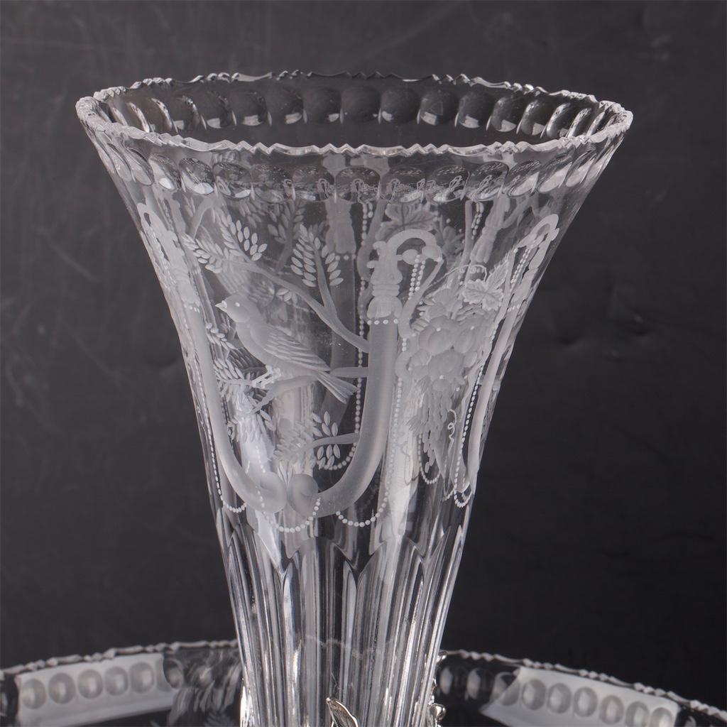 A large silver plate and cut-glass centerpiece — image 2