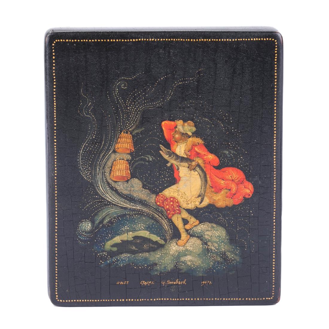 Soviet pair of fairytale lacquer boxes — image 2