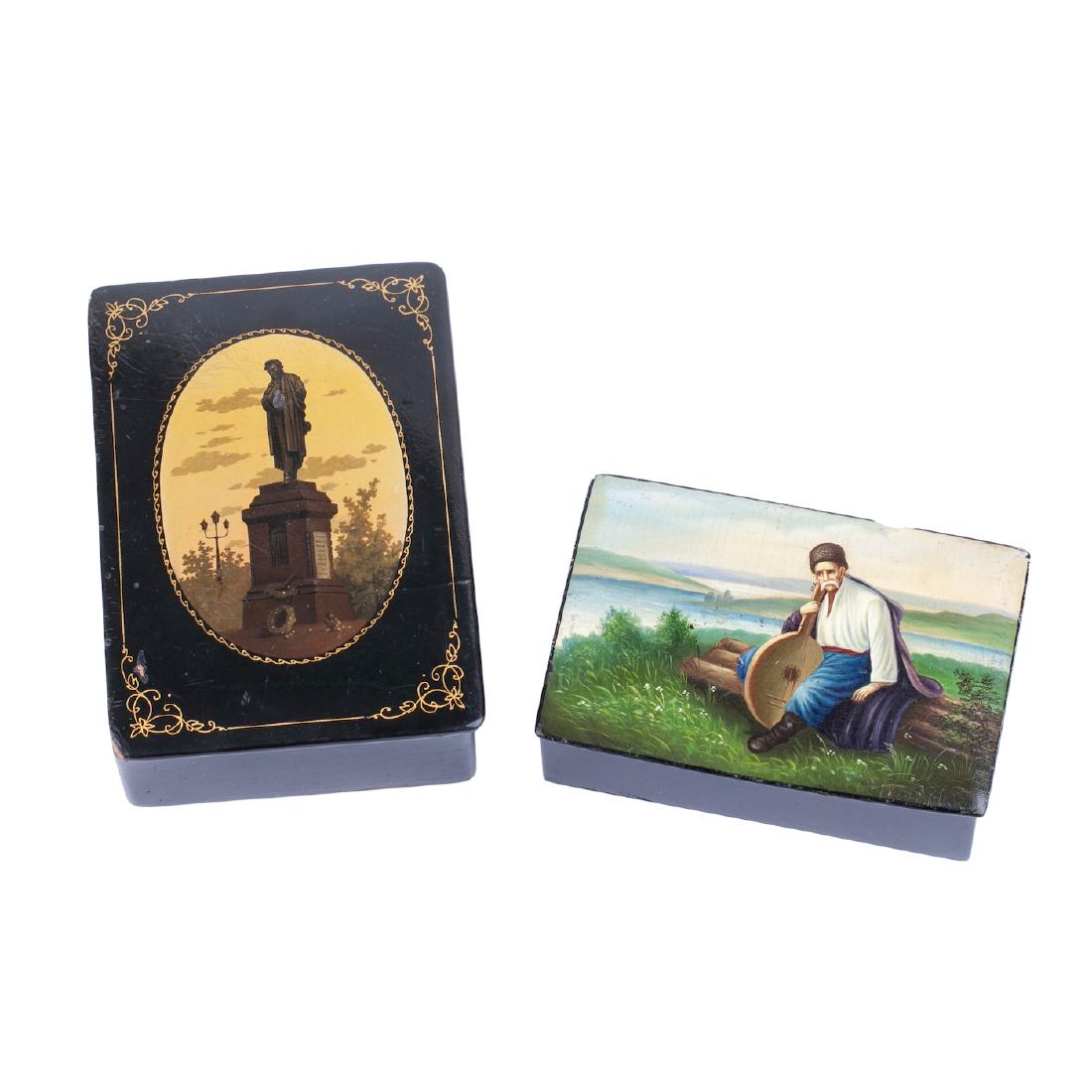 Pair of Soviet lacquer boxes from Fedoskino — image 1