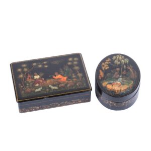 Pair of Soviet lacquer boxes from Palekh — image 1
