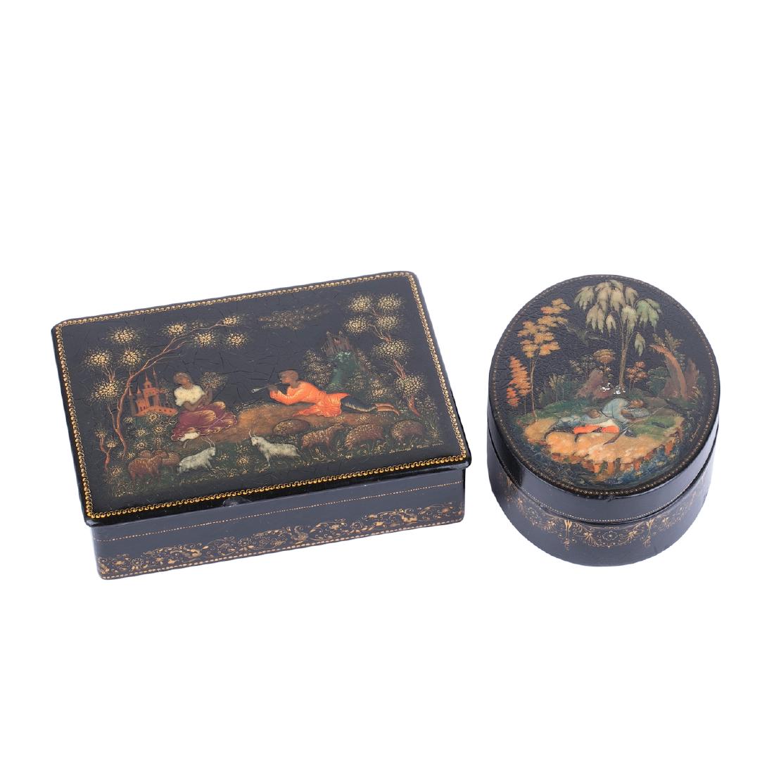 Pair of Soviet lacquer boxes from Palekh — image 1