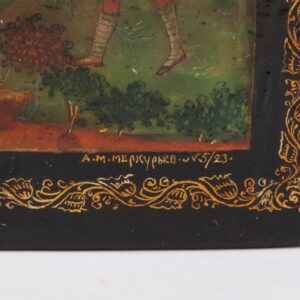 Rare early Soviet lacquer box "Dancing". — image 3