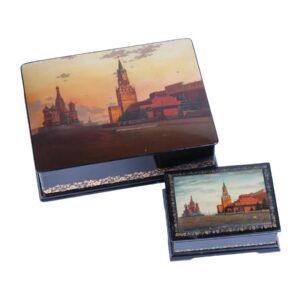 Lot of two Lacuqer boxes with Moscow Kremlin — image 1