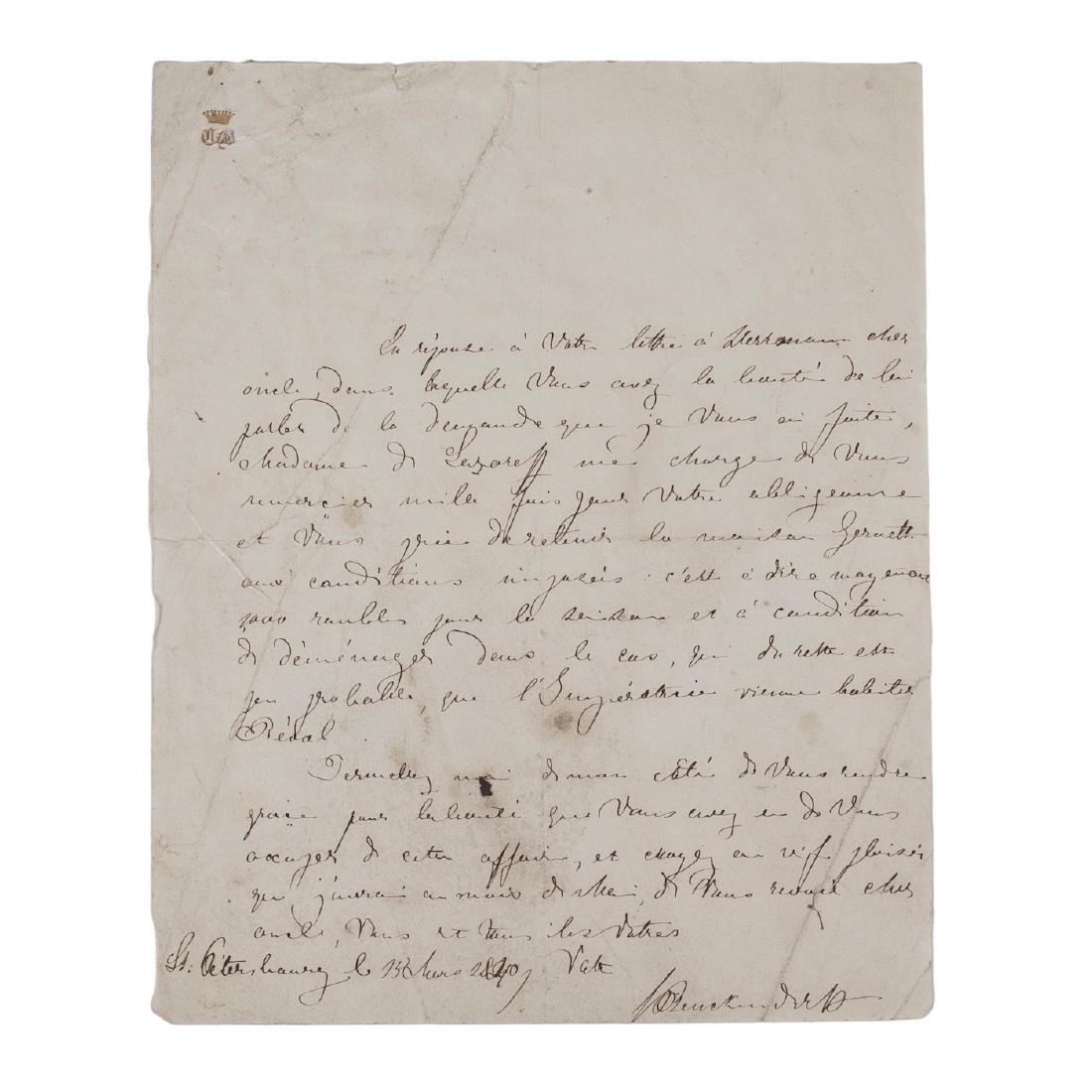 A letter from Count Alexander von Benckendorff — image 1