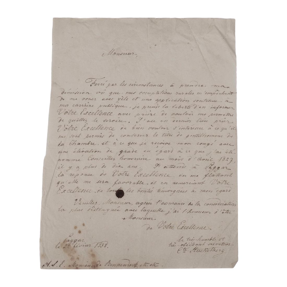 A letter from Gustav Ernst von Stackelberg — image 1