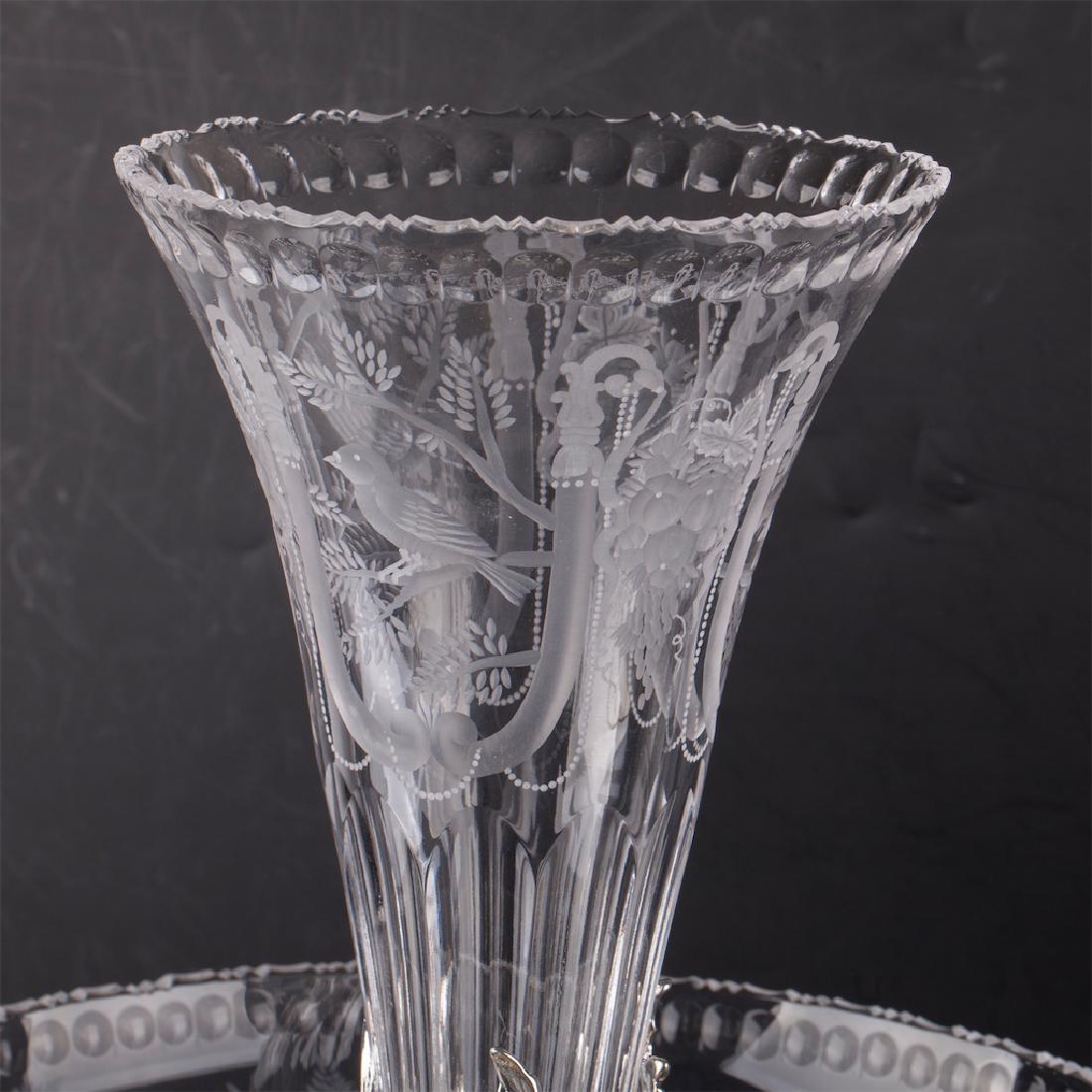 A large silver plate and cut-glass centerpiece — image 2