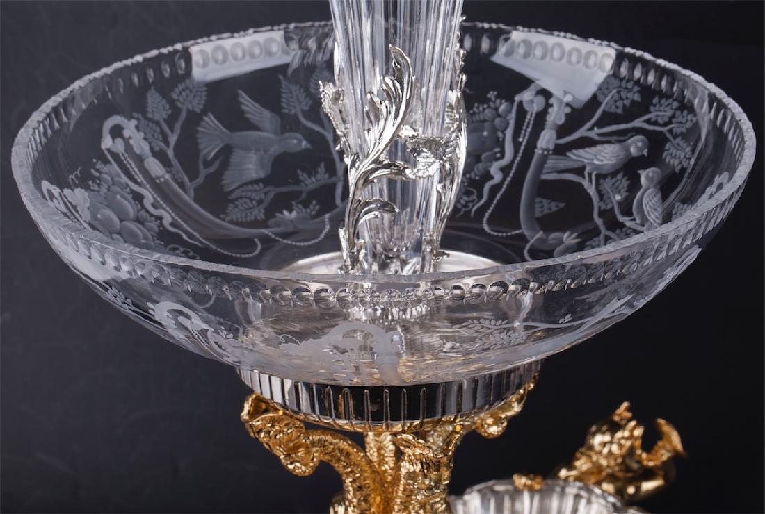 A large silver plate and cut-glass centerpiece — image 3