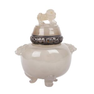 Antique Chinese light green jade vase/urn — image 1